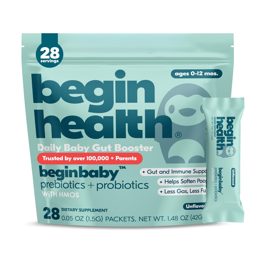 Beginbaby Prebiotics + Probiotic, Ages 0-12 Months, Unflavored, 28 Packets, 0.05 oz (1.5 g) Each, Begin Health