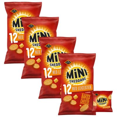 BIscuits & Crackers Bundle pack with Jacobs Mini Cheddars Red Leicester Baked with Real Cheese Snacks (12x23g) - 4 Pack | Cheese Snack Biscuits with Red Leicester Cheese Flavour.