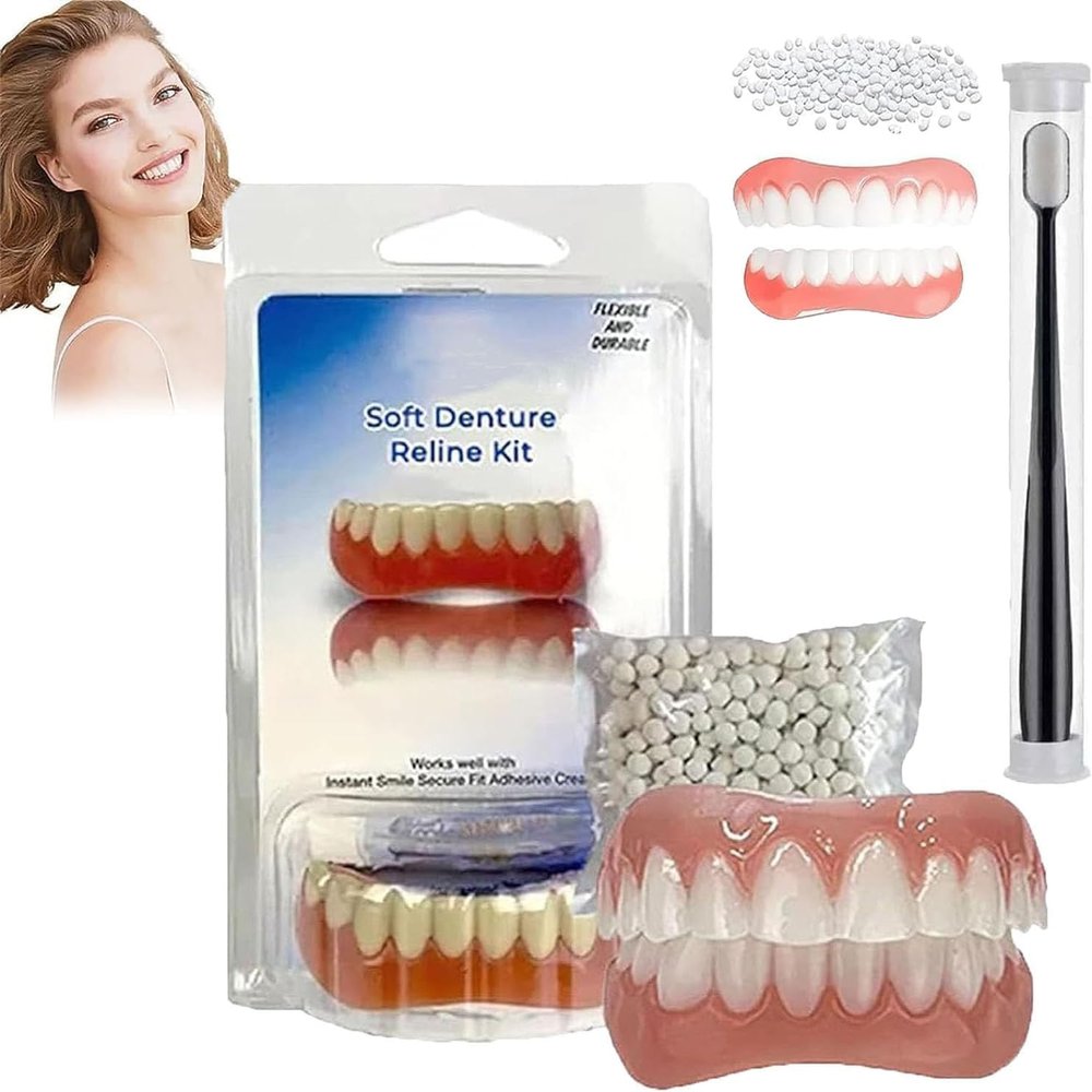 Vumela Soft Denture Reline Kit, Soft Denture Reline Kit, Soft Denture Reliner Kit, Snap on Soft Denture Reliner Kit for Upper and Lower Denture (10cm, 1set)