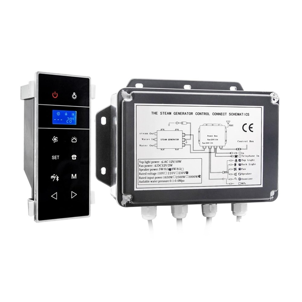 Home Sauna Steam Generator 3KW AC Black Shower Steam nerator, Wet Sauna Steam with Time & Temperature Setting Waterproof IPX4 for Relaxation, with Remote Control(VS-9007B-3KW-BP)