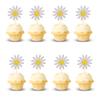 Arthsdite 24Pcs Daisy Cupcake Toppers Flower Cake Topper Decorations Daisy Cake Decorations Chrysanthemum Cupcake Toppers Spring Daisy Flower Cake Picks for Birthday Wedding Supplies - White view 1