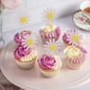 Arthsdite 24Pcs Daisy Cupcake Toppers Flower Cake Topper Decorations Daisy Cake Decorations Chrysanthemum Cupcake Toppers Spring Daisy Flower Cake Picks for Birthday Wedding Supplies - White view 3