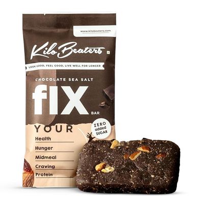Kilobeaters Chocolate Sea Salt Protein Fix Bars 6 Pack (60g Each) No Added Sugar, No Preservatives, No Artificial Flavours Naturally Sweetened with Dates High-Protein, Low-Sugar Snack
