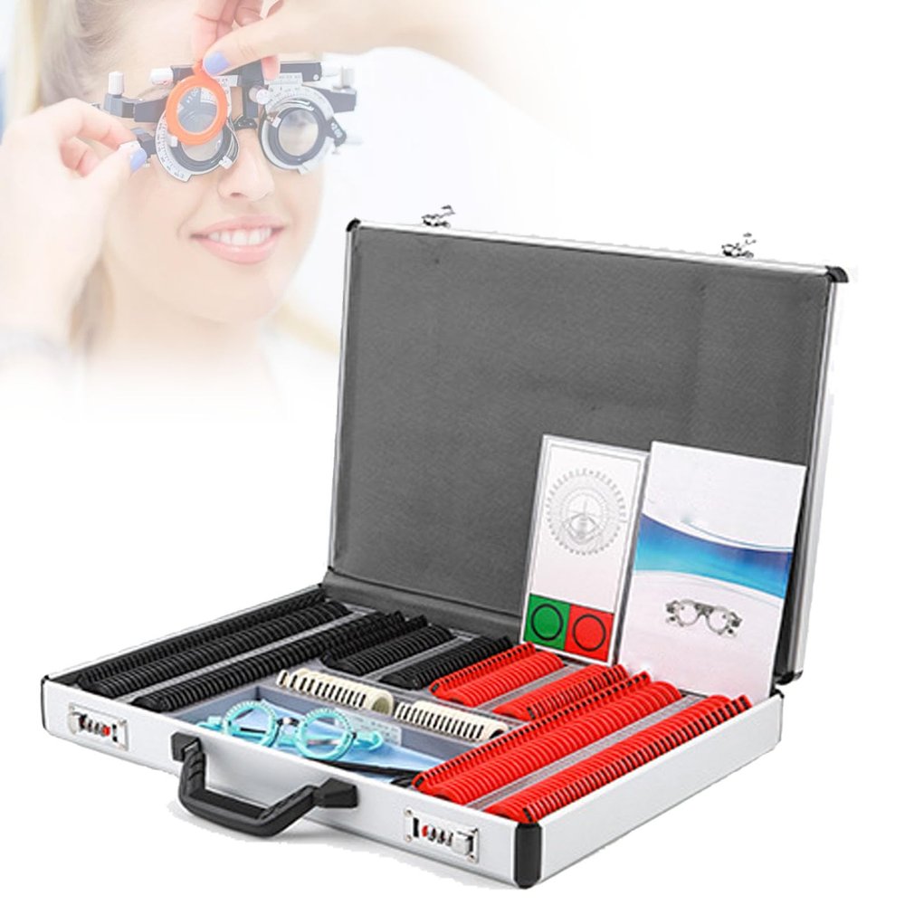 vanenferse Optometry Kit Case 266 Pcs Plastic Rim Eye Test Glasses Set, Suitable for Optometry and Optician Glasses Testing and Fitting, Optical Trial Lens Set, Eye Protection Accessories