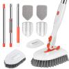 3 in 1 Tub Tile Scrubber Brush with 133cm Adjustable Long Handle,Bathroom Tile Cleaner Shower Scrubber Cleaning Brush with Locking Head,Floor Scrub Brush 3 Replacement Head for Bathroom Kitchen Toilet view 1