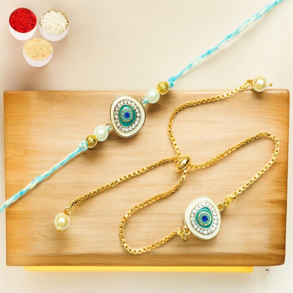 Ghasitaram Gifts Jaiccha Rakhi for Brother Rakhis Online Rmj-6512 Bhaiya Bhabhi Rakhis