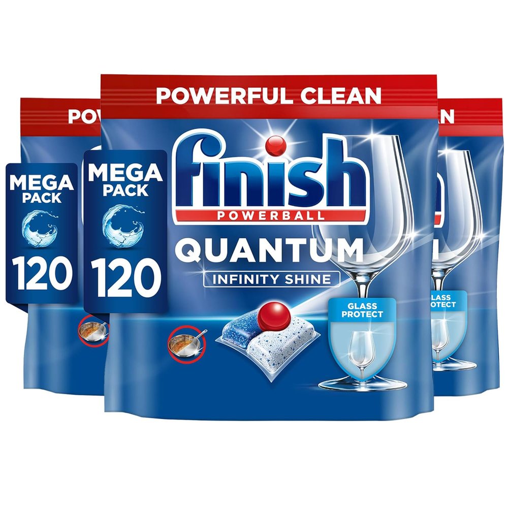 Finish Quantum Infinity Shine Dishwasher Tablets Bulk (120 (Pack of 3), Regular)