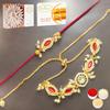 Ghasitaram Gifts Jaiccha Rakhi for Brother Rakhis Online Rmj- 10012 Bhaiya Bhabhi Rakhis with 200 GMS of Besan Barfi and 200 GMS of Kaju Katli view 1