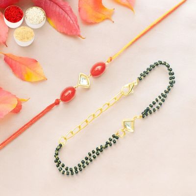 Ghasitaram Gifts Jaiccha Rakhi for Brother Rakhis Online Rmj- 4512 Bhaiya Bhabhi Rakhis