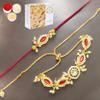 Ghasitaram Gifts Jaiccha Rakhi for Brother Rakhis Online Rmj- 10012 Bhaiya Bhabhi Rakhis with 400 GMS of Soan Papdi view 1