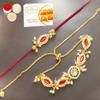 Ghasitaram Gifts Jaiccha Rakhi for Brother Rakhis Online Rmj- 10012 Bhaiya Bhabhi Rakhis with 200 GMS of Besan Barfi view 1
