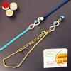 Ghasitaram Gifts Jaiccha Rakhi for Brother Rakhis Online Rmj-6012 Evil Eye Bhaiya Bhabhi Rakhis with 200 GMS of Besan Barfi view 1