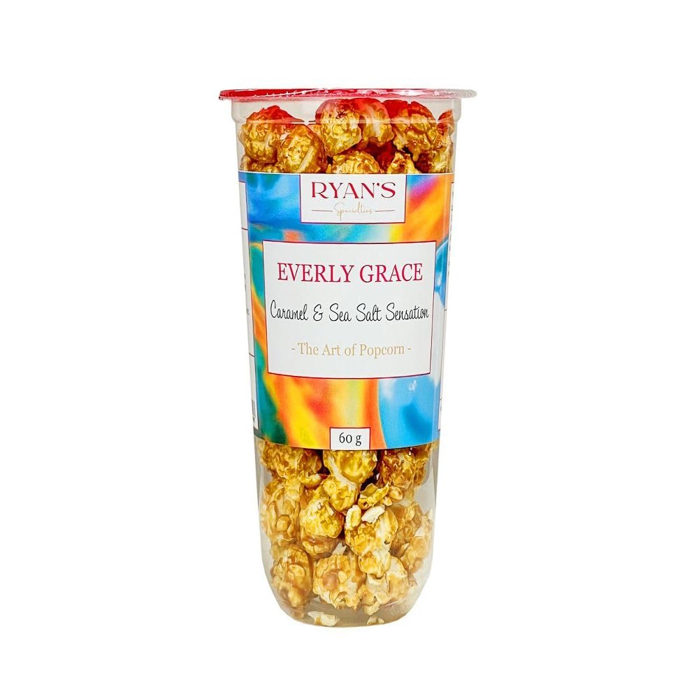 Everly Grace Popcorn  Caramel & Sea Salt Sensation, 60 g  Popcorn Cups with Caramel and sea Salt from Our Manufactory in Augsburg, Germany