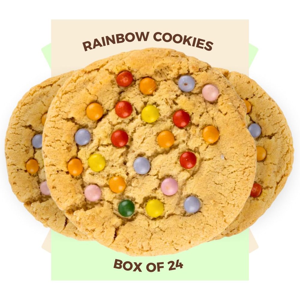 Coffee Masters Rainbow Cookies - 1 x 24 Pack Individually Wrapped Biscuit Perfect Cookie Snack for Family - Light, Crunchy Box of Biscuits with Colourful Milk Chocolate Beans Ideal for Any Occasion