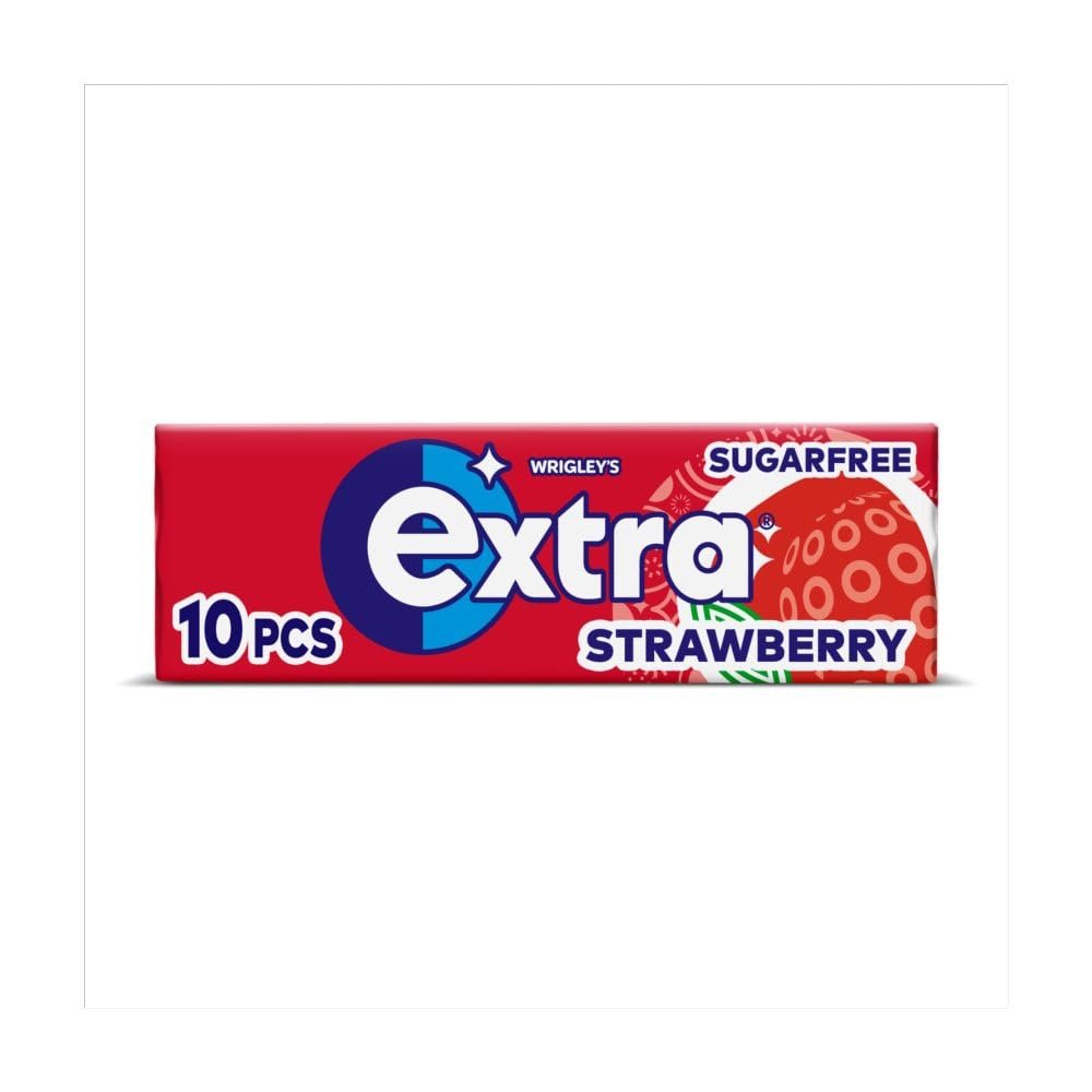 15 x Extra Sugarfree Chewing Gum Packs 10 Pieces - Sugar Free Chewing gum with Sweetners & Flavours (Strawberry)
