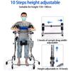 Seniors Stand Upright Rolling Walkers, Adjustable Height Standing Frame w/Armrests Brakes, Lower Limb Training Aid for Disabled Adults with Cerebral Palsy/Stroke Hemiplegia,Male view 2