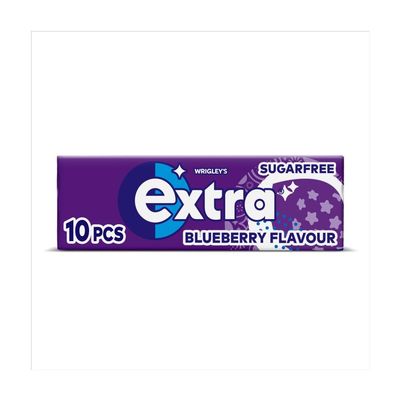 15 x Extra Sugarfree Chewing Gum Packs 10 Pieces - Sugar Free Chewing gum with Sweetners & Flavours (Blueberry)