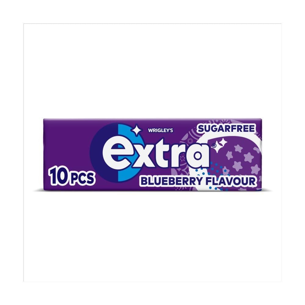 15 x Extra Sugarfree Chewing Gum Packs 10 Pieces - Sugar Free Chewing gum with Sweetners & Flavours (Blueberry)