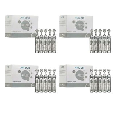 Avizor Saline - Avizor Saline Solution Unidose 30x5ml - Pack of 4 Boxes - Rinsing and Hydrating Contact Lenses - Saline Solution for Rinsing, Hydrating, and Caring for Contact Lenses and Eyes