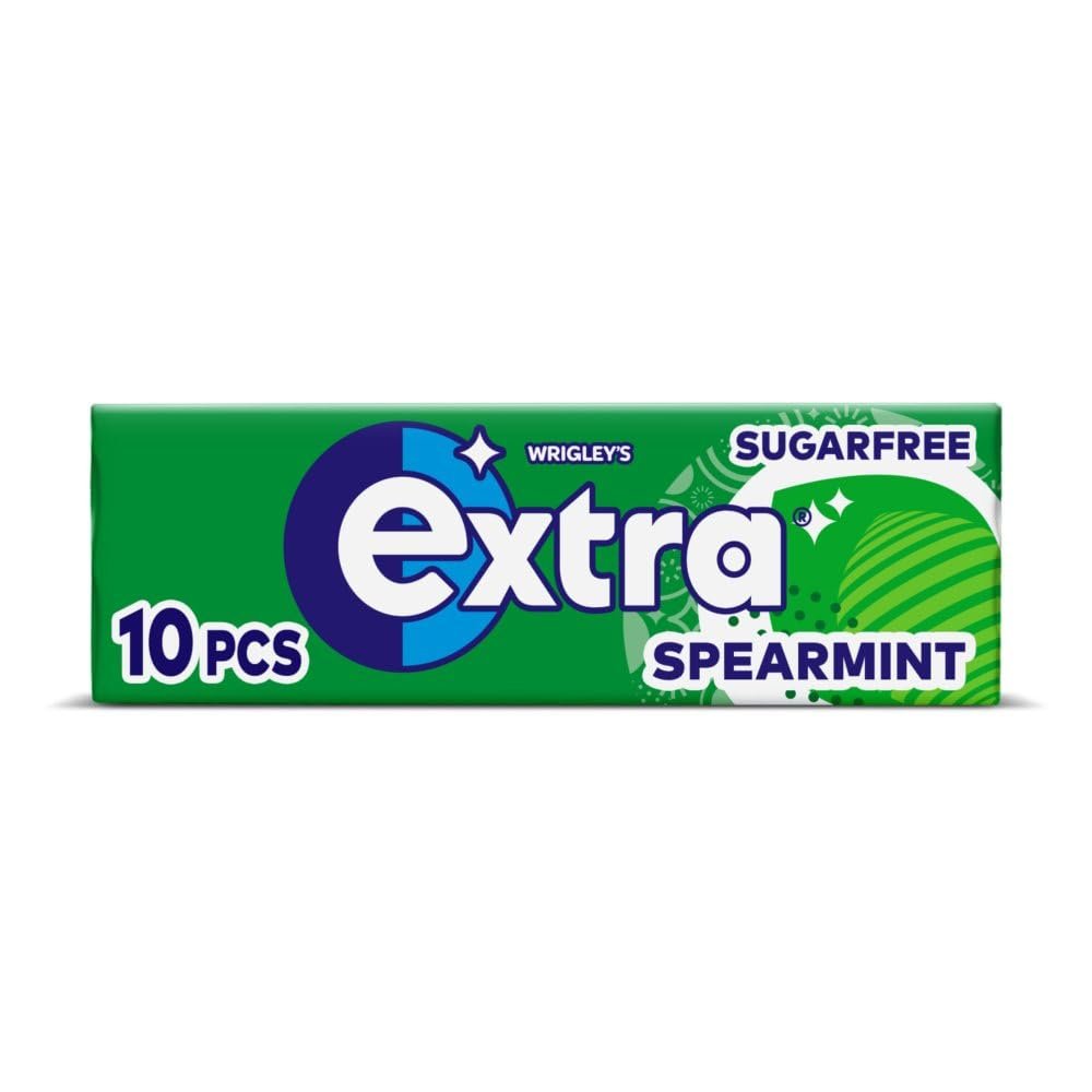 15 x Extra Sugarfree Chewing Gum Packs 10 Pieces - Sugar Free Chewing gum with Sweetners & Flavours (Spearmint)