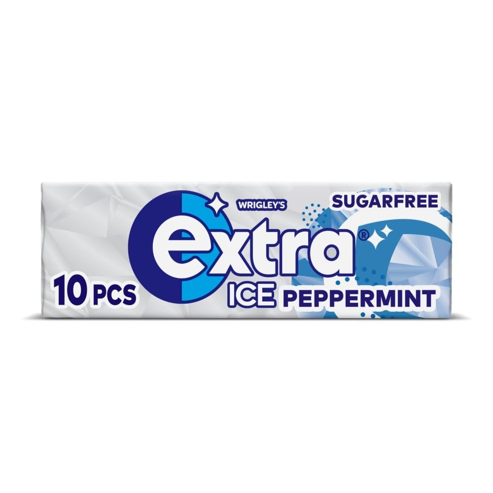 15 x Extra Sugarfree Chewing Gum Packs 10 Pieces - Sugar Free Chewing gum with Sweetners & Flavours (Ice Peppermint)