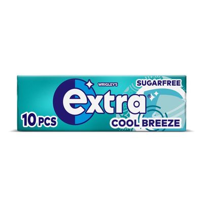 15 x Extra Sugarfree Chewing Gum Packs 10 Pieces - Sugar Free Chewing gum with Sweetners & Flavours (Cool Breeze)