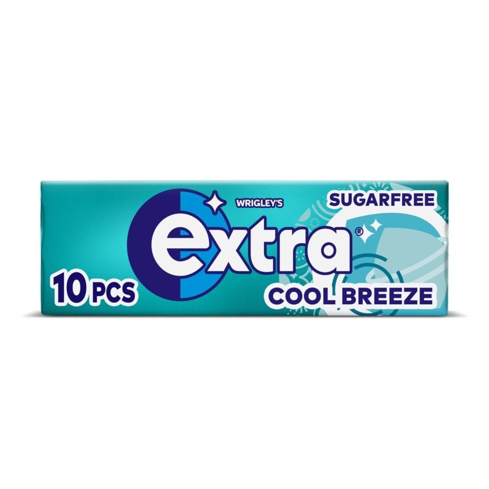15 x Extra Sugarfree Chewing Gum Packs 10 Pieces - Sugar Free Chewing gum with Sweetners & Flavours (Cool Breeze)