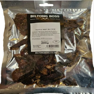 Biltong Boss - Truffle Boss Beef Biltong - Real Truffle Delectable, High Protein, Low Sugars & Carbohydrate Boss Meat Snack, 200g Pouch
