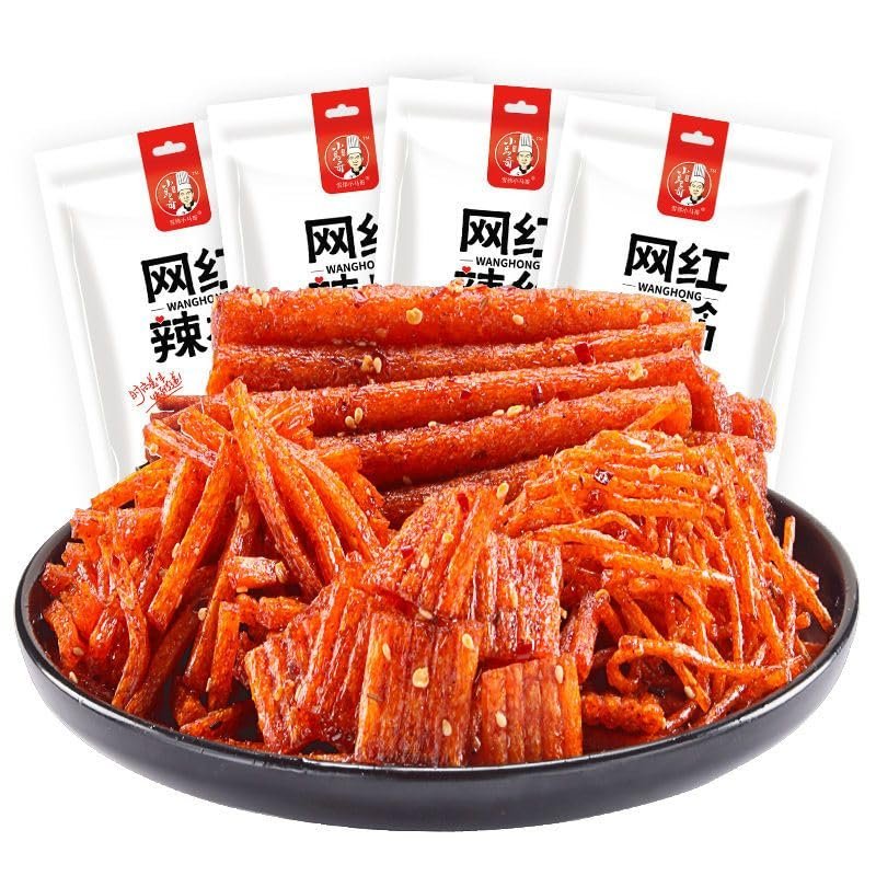 Chinese latiao, Spicy sticks latiao snack gift pack 70g/bag, Nostalgia latiao, Ready-to-eat spicy gluten, Delicious casual snack, Spicy slices spicy strips and spicy shreds mixed (1 bag 70g)