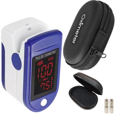 TradeProvider Finger Pulse Oximeter SpO2 Blood Oxygen Saturation & Heart Rate Monitor, OLED Display, Includes Case, Lanyard & 2AAA Batteries, Portable Fingertip Sensor for Home, NHS, Sports, Travel