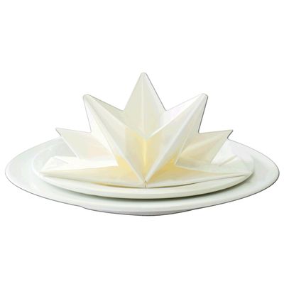12 x Wedding Napkins, Wedding SERVIETTES, Luxury Pre -Folded Star Shaped White Napkins. Disposable Linen Feel Soft 3 Ply Paper, Dinner Party, Elegant Pretty, Stylish Large 40 x 60cm (16 x 24 inch)