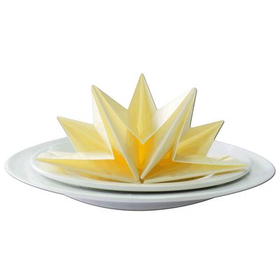 12 x Luxury Folded Cream Napkins. Disposable Linen Feel Soft 3 Ply Paper Star Serviettes. Dinner Party Wedding Table Restaurant Large Elegant Stylish 40 x 60cm (16 x 24 inch)