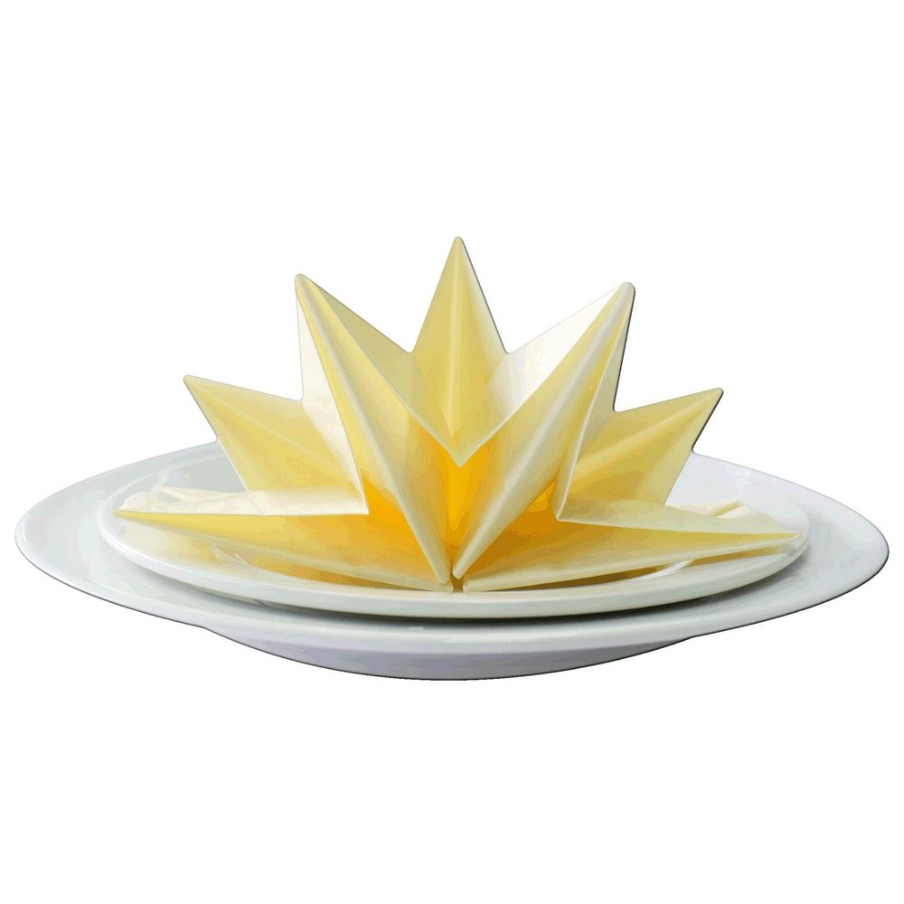 12 x Luxury Folded Cream Napkins. Disposable Linen Feel Soft 3 Ply Paper Star Serviettes. Dinner Party Wedding Table Restaurant Large Elegant Stylish 40 x 60cm (16 x 24 inch)
