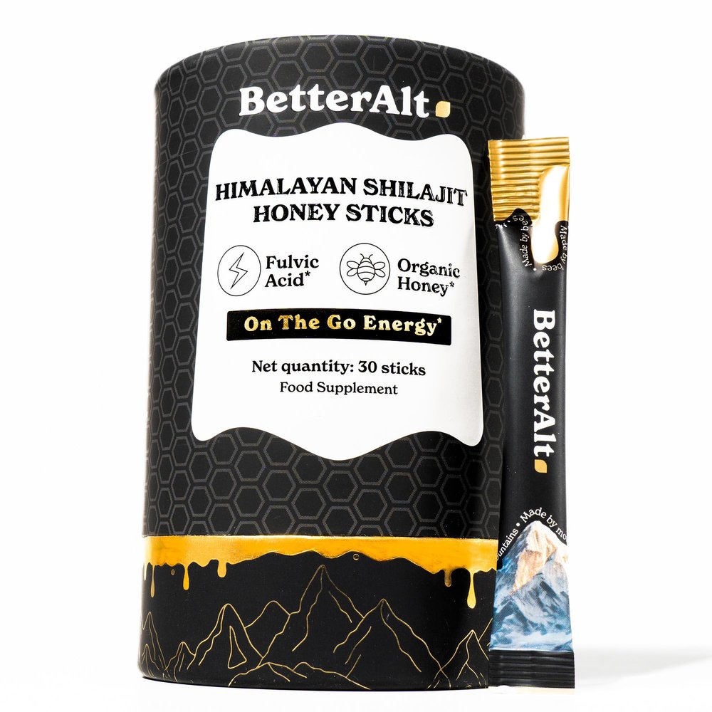 Better Alt Pure Himalayan Shilajit Sticks with Organic Honey, Saffron Easy to Consume Shilajit 30 Sticks for Energy Boost & Immune Support, 85+ Trace Minerals, 75%+ Fulvic Acid
