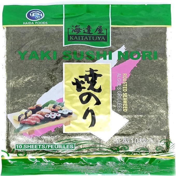 Kaitatuya Yaki nori Full Size Roasted Seaweed for Sushi and Miso soup 25 g - Green (Pack of 5, 10 Sheets Each)