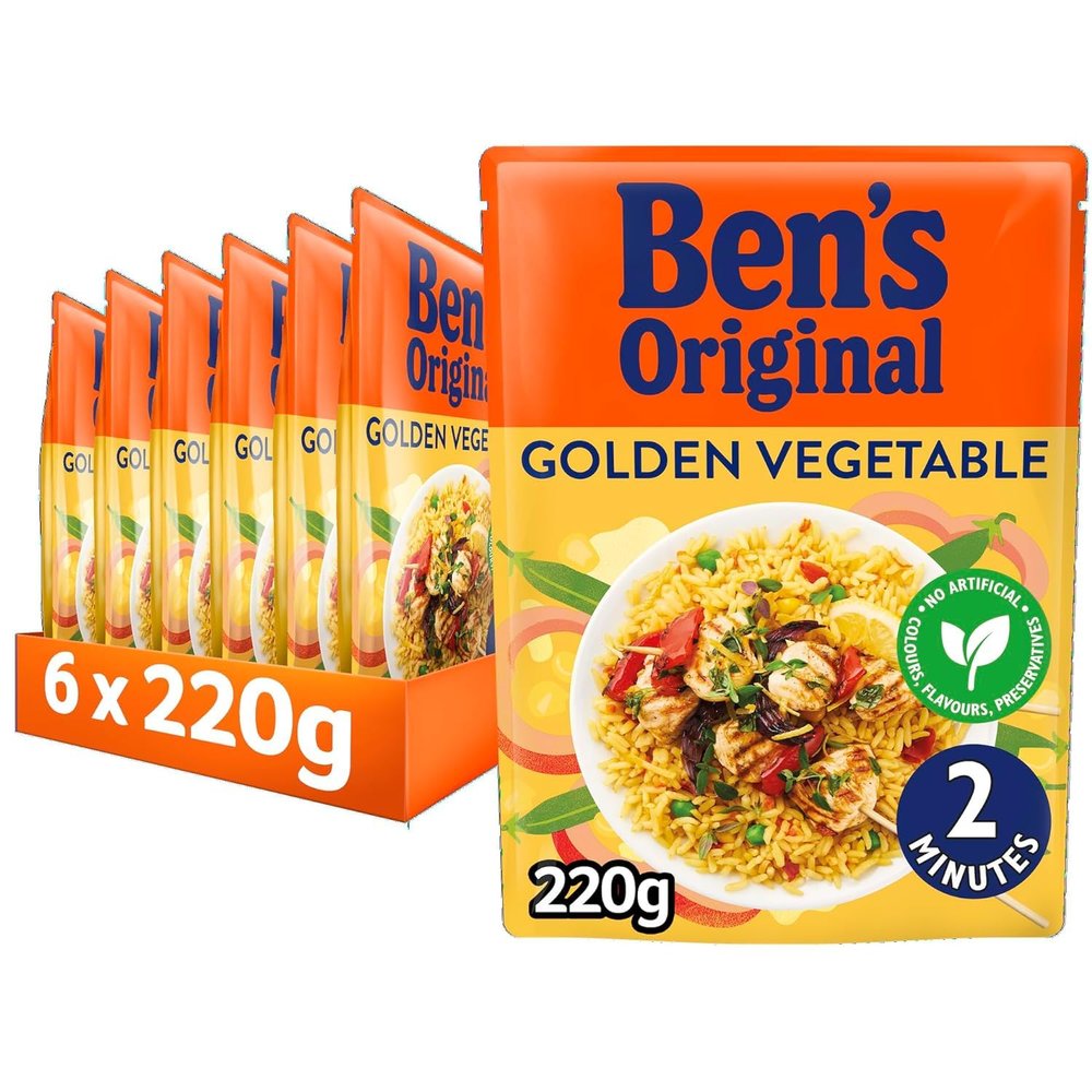 24 x Original Golden Vegetable Microwave Rice 220g Delicious Tasty And Twisty Treat Gift Hamper For Birthday,Christmas,Easter