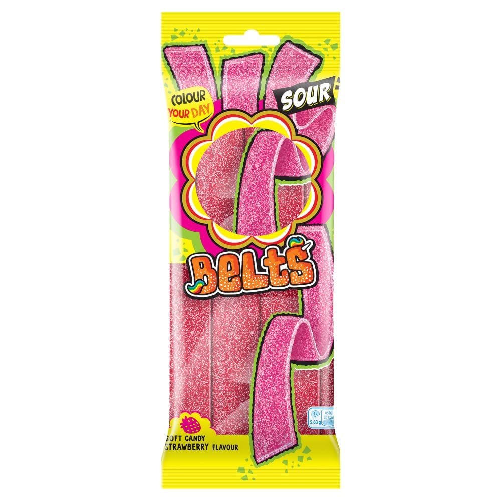 ChupaChups candy Sour Belts Pack 90g (15, Strawberry)