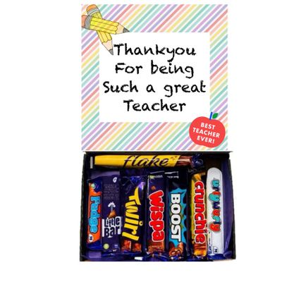Best Teacher End Of Term Chocolate Gift Sweet Box Great Treat Box - 8 Full Size Bars Chocolates Hamper Present