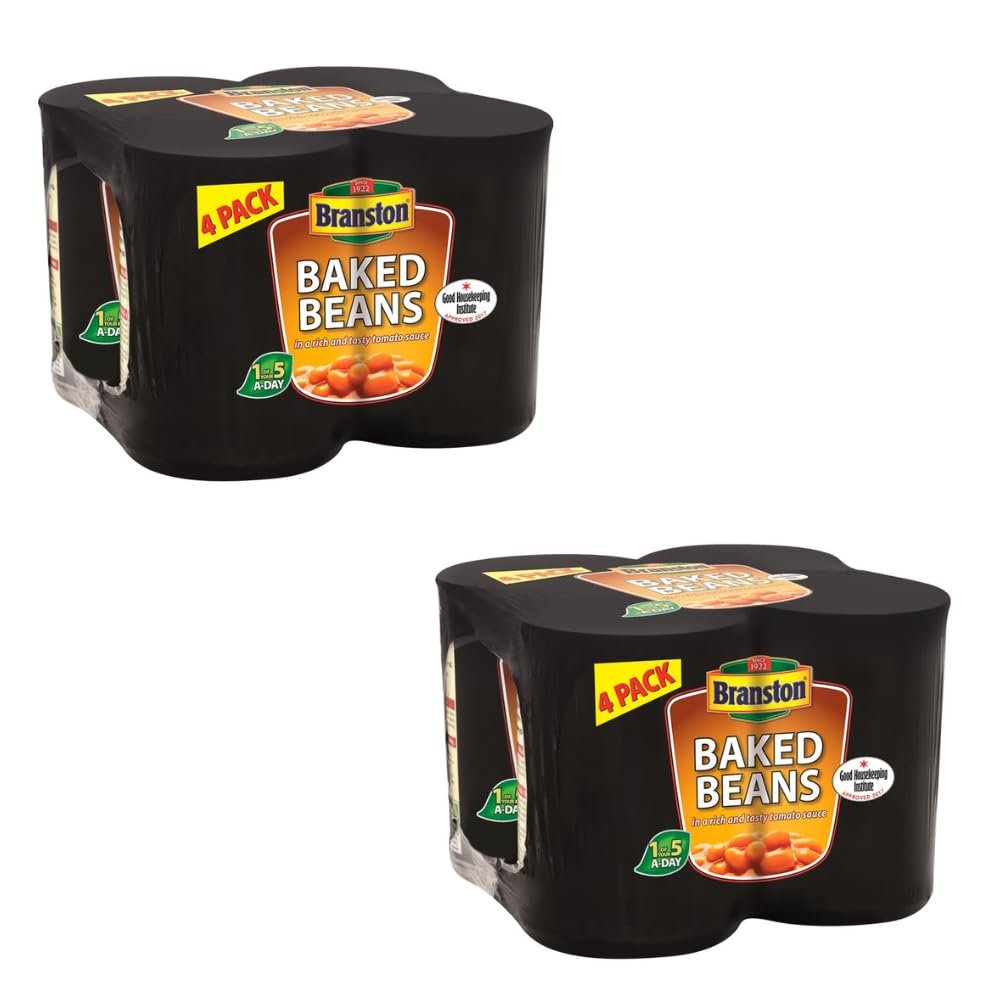 Brannston Baked Beans 4 x 410g - The Classic Bakes Beans Are Naturally High In Fibre And High In Protein - Pack of 2 x 4 x 410g