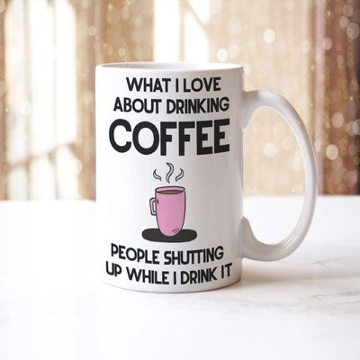 What I Love About Coffee Mug Coaster Gift Set Funny Joke Rude Coffee Lovers Birthday Gift