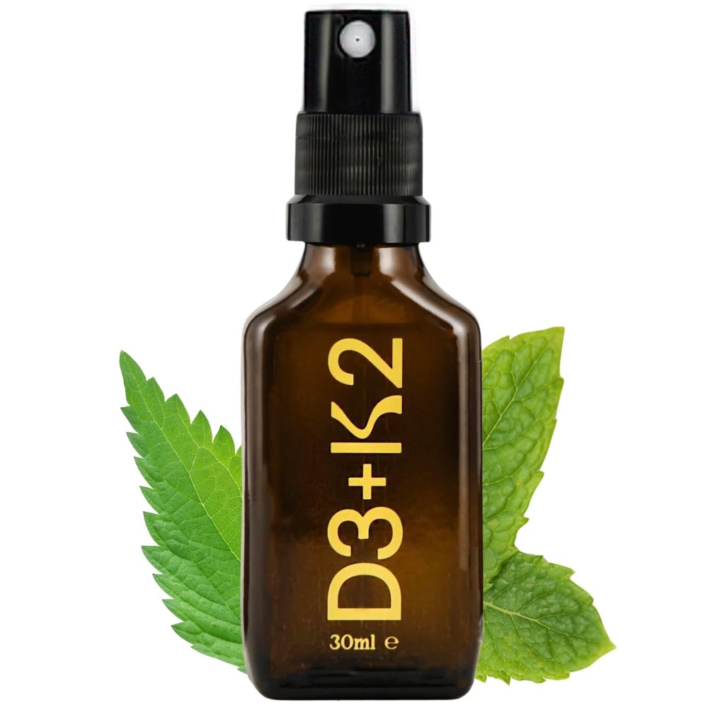 High Strength Vitamin D3 K2 Oral Spray - D3 3000iu and K2 150ug (MK7) - Vegan, Fast Absorption Vitamin D Supplement Made in The UK - Peppermint 30ml