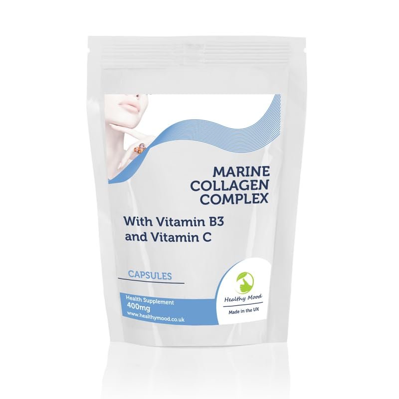 Marine Collagen 400mg Complex Capsules with Vitamin B3 & C Premium Collagen Supplement for Skin, Hair, & Joint Support