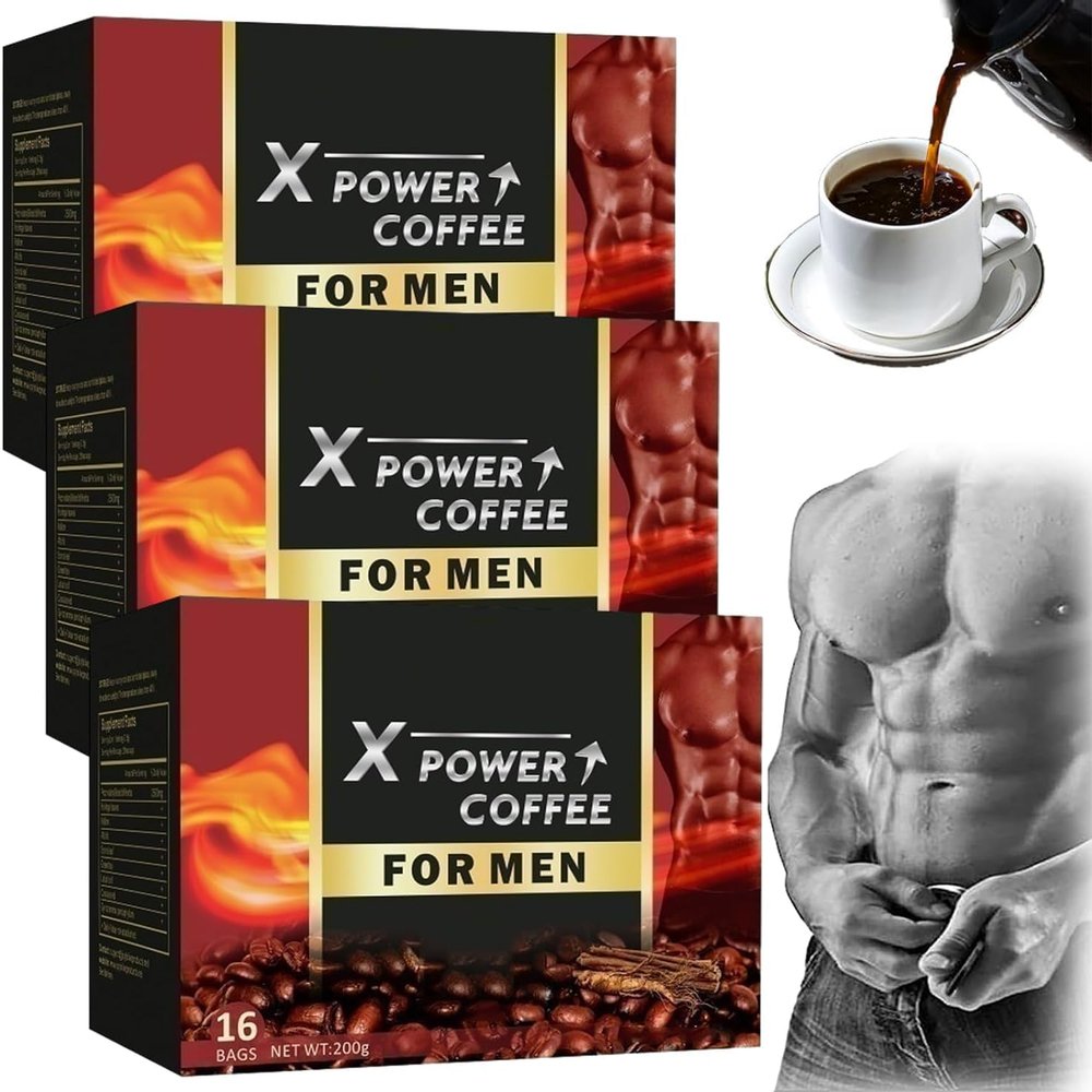 X Power Coffee for Men,X Power Coffee,Instant Power Coffee for Men,Afircan Powder Coffee for Man,Energy-Boosting Coffee,he Secret to Strong Men (3 Box)