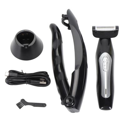 Back Shaver, Showerproof Body & Manscaping Trimmer for Men, Multifunctional Electric Back Hair with Detachable Handle & Charging Base for Wet and Dry Use