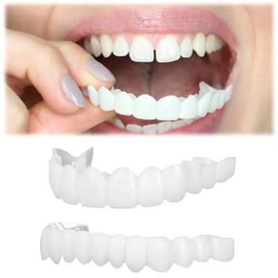 Brigtviee 2 Pairs of Temporary Dentures, Cosmetic Teeth, Temporary Cosmetic Tooth Cover, Instant Tooth Repair Kit, for Fixing The Filling of a Missing Broken Tooth, mit Box