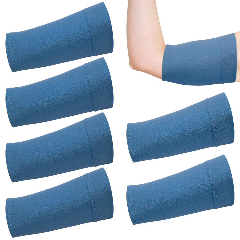 Vinsatin 6-Pcs PICC Line Shower Cover, Fashionable Breathable Upper Arm Sleeves for Women & Men, Blue, Large