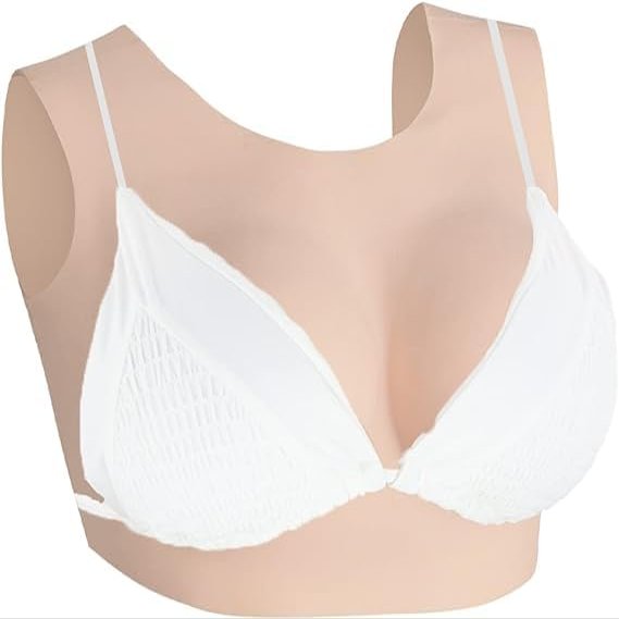 D,#3+silk Cotton, Realistic Silicone Breast Forms Silicone Breastplates Round Collar Fake Boobs Breast Enhancer for Transgender Crossdressers Drag Queen Cosplay