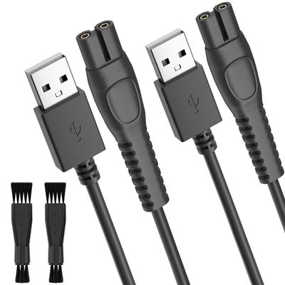 Pack of 2 5 V QP2724 Charging Cable for Philips Norelco Razor One Blade 360 QP2720 Qp2734 Qp2824 etc. with 2 Brushes 5 V, 1.5 m