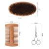 FreeSkill Boar Bristle Beard Brush & Comb Set - 3 Pcs Men's Grooming Kit with 100% Pure Boar Bristle Brush, Wooden Beard Comb & Mustache Scissors - Tame & Soften Facial Hair view 2