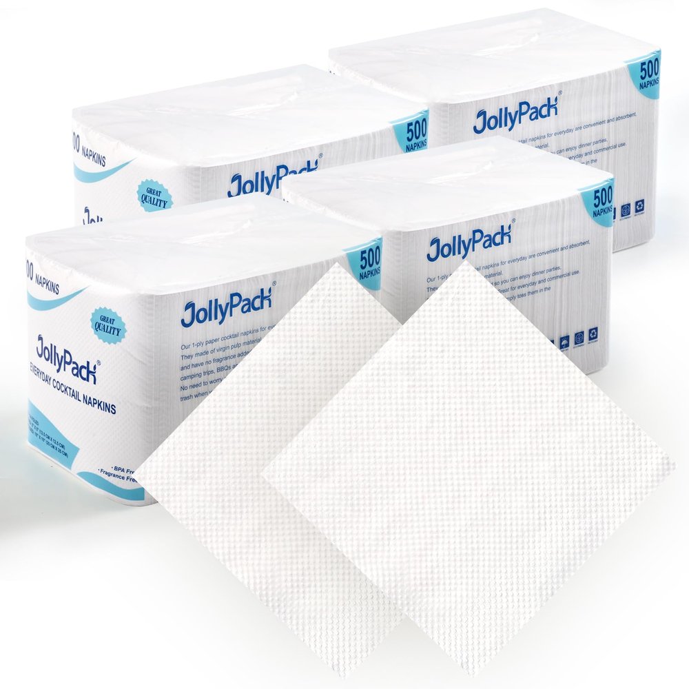 2000 Pack 4.9 x 4.9 Folded Cocktail Napkins Paper 1-Ply White Beverage Napkins - Restaurant,Bar Napkins - Perfect Size Dessert Napkins - Party Napkins Bulk 9.8x9.8 Unfolded